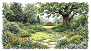 Step-by-step process of removing bushes and shrubs from a garden.