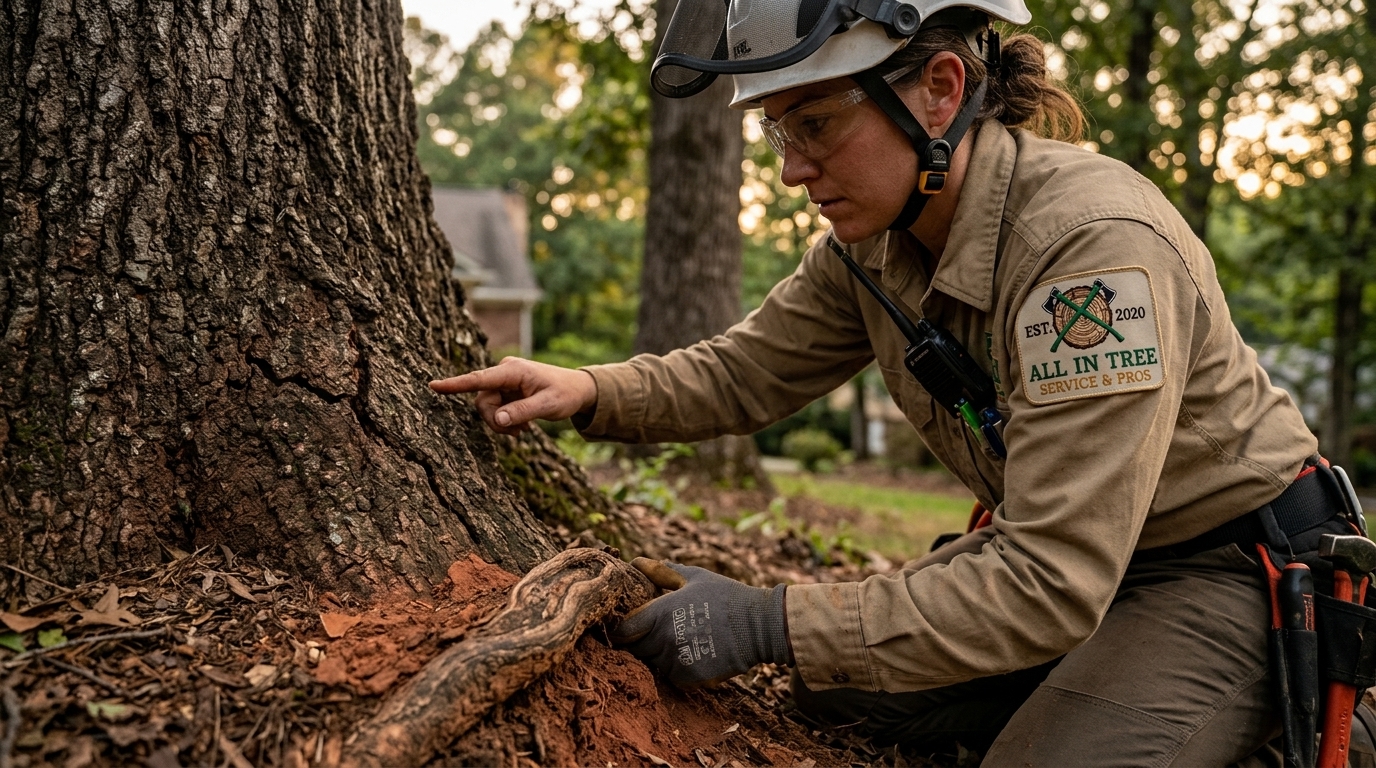 Arborist_inspecting_mature_oak_tree